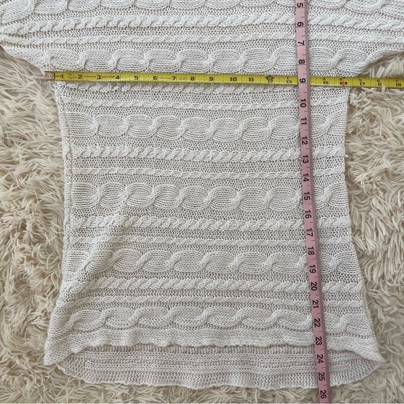 Alice + Olivia horizontal cable knit 100% linen high low sweater scoop neck SZ S - Picture 8 of 9